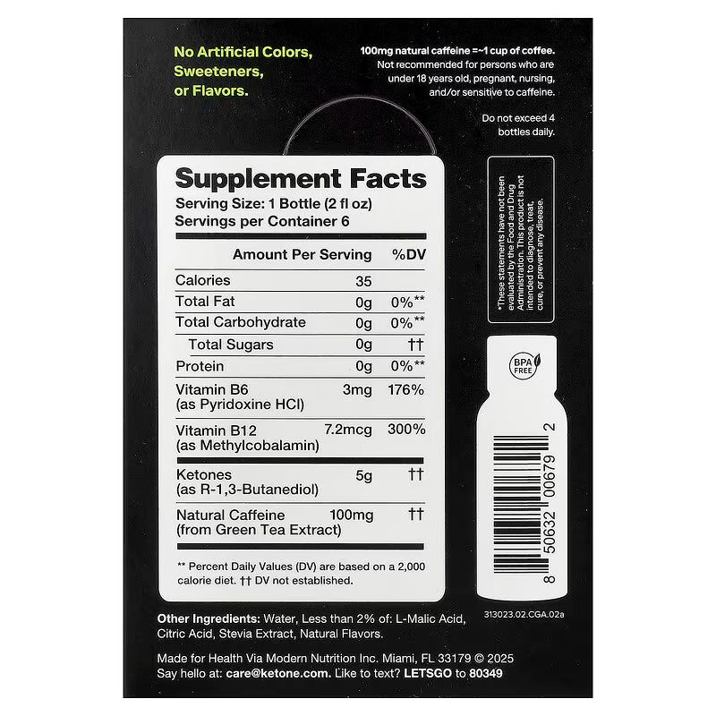 Ketone-IQ, Energy Apple Multi Serving, 6 Bottles 59ml